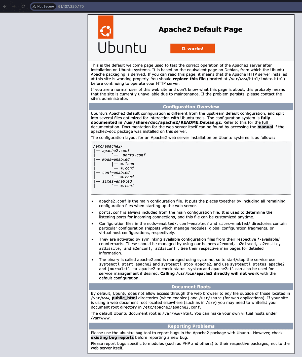 Apache2 default page