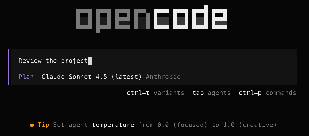 OpenCode reading project files including AGENTS.md master prompt
