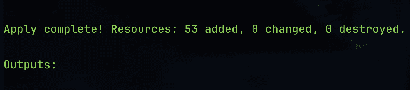 Successful Terraform apply building Azure Hub network with embedded Bastion NSG rules